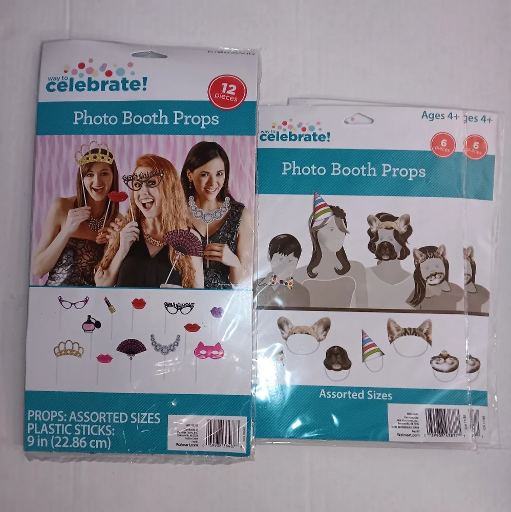 Party Photo Booth Props Crowns Hats Glasses Ears Lips Noses Kitty Sticks